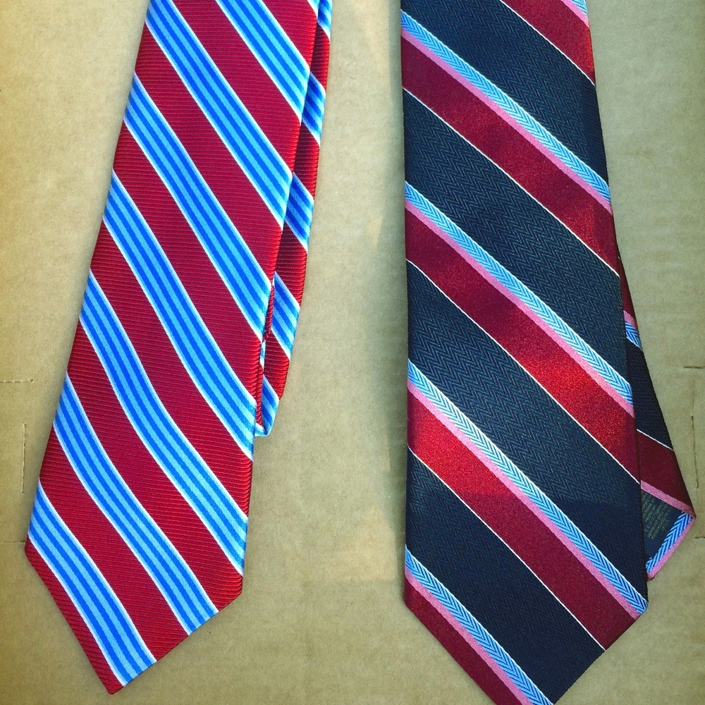Brooks Brothers Bold Stripe Silk Ties, Red, Blue